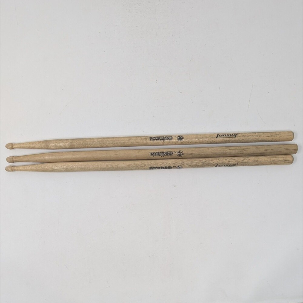 Lot Of 3 Rock Band Ludwig Wooden Drum Sticks Wii Xbox Playstation